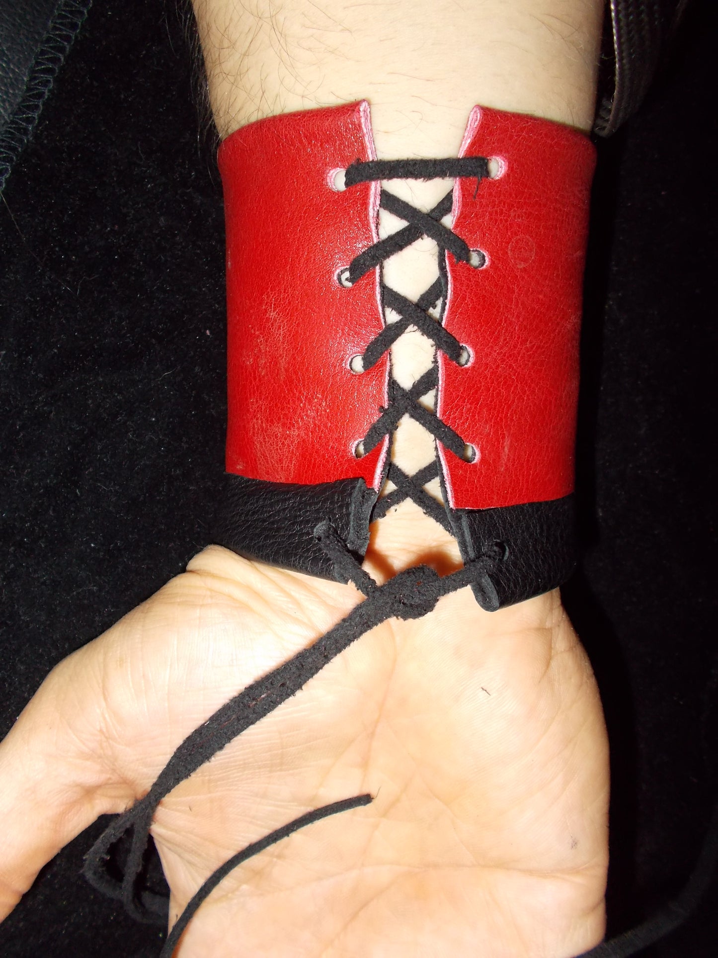 Reversible Leather Lace Up Cuff
