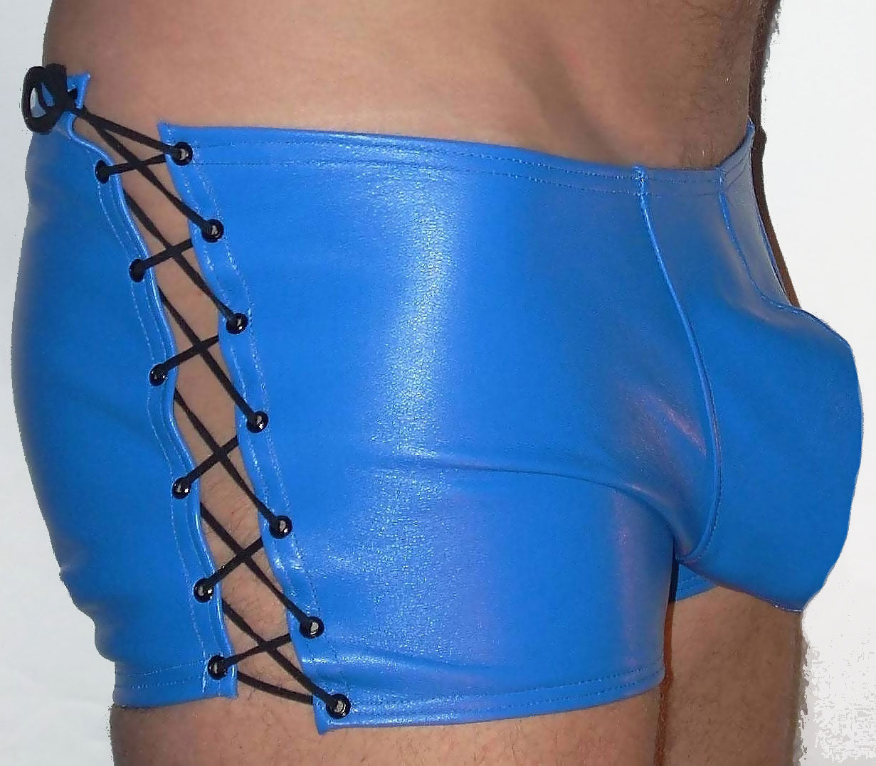 Lace Up Sides Leather Shorts
