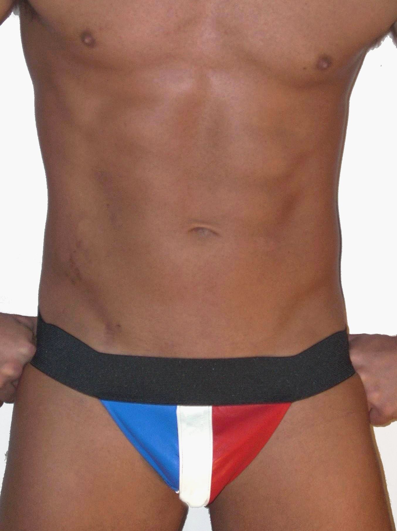 Red White & Blue Leather Pouch Jockstrap
