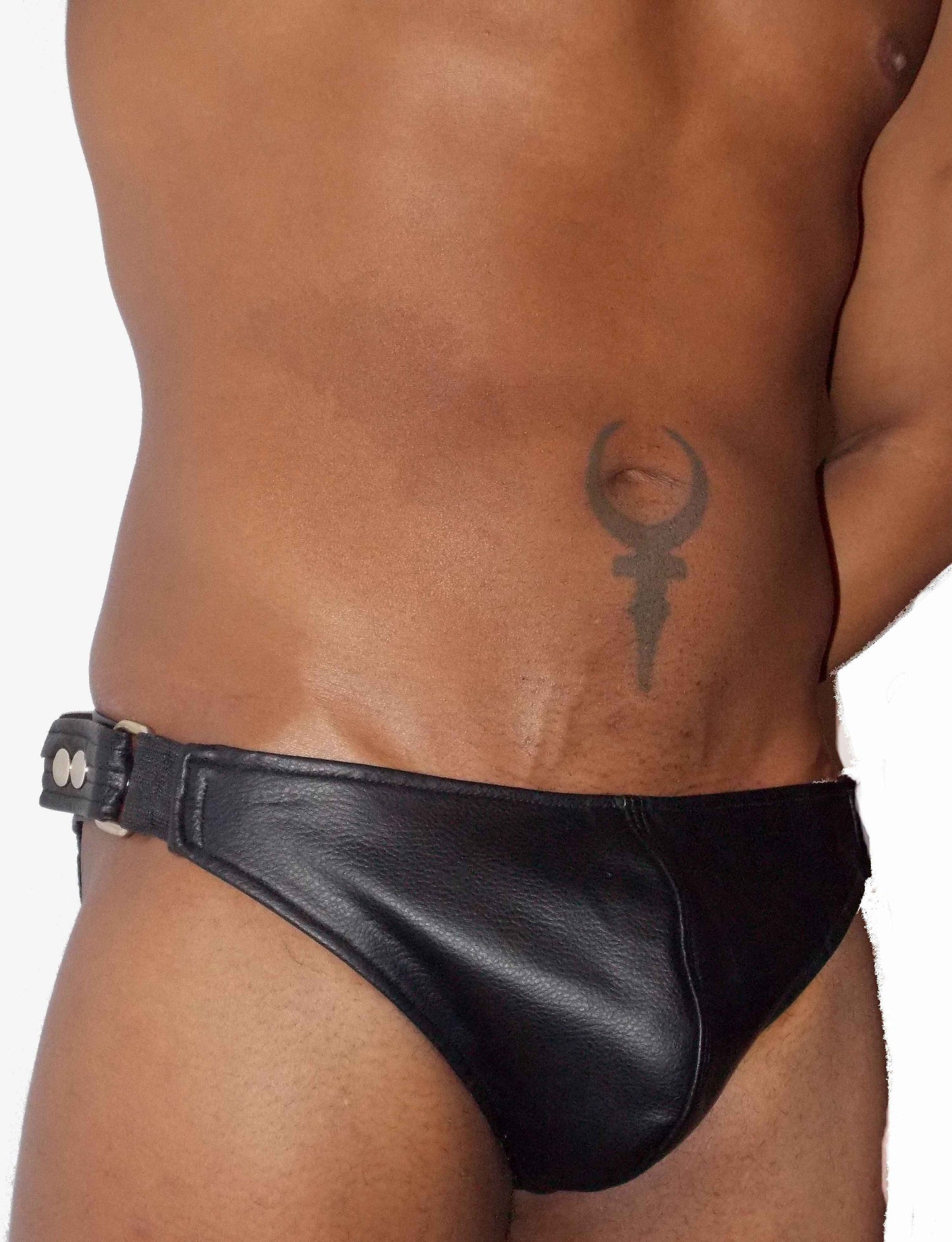 Adjustable Snap Sides Leather Brief