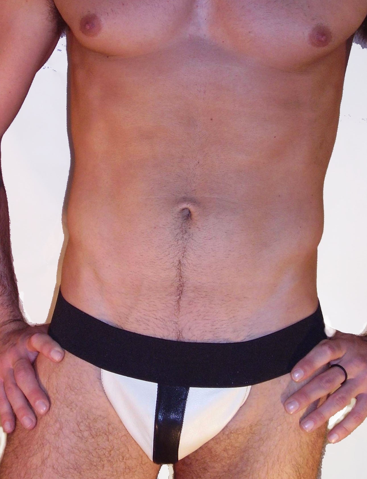 Striped Pouch Leather Jockstrap