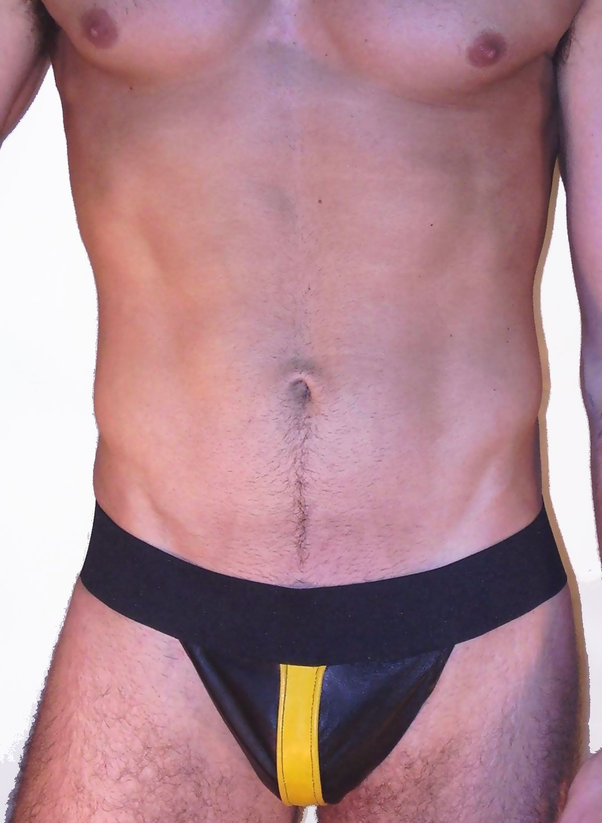 Striped Pouch Leather Jockstrap