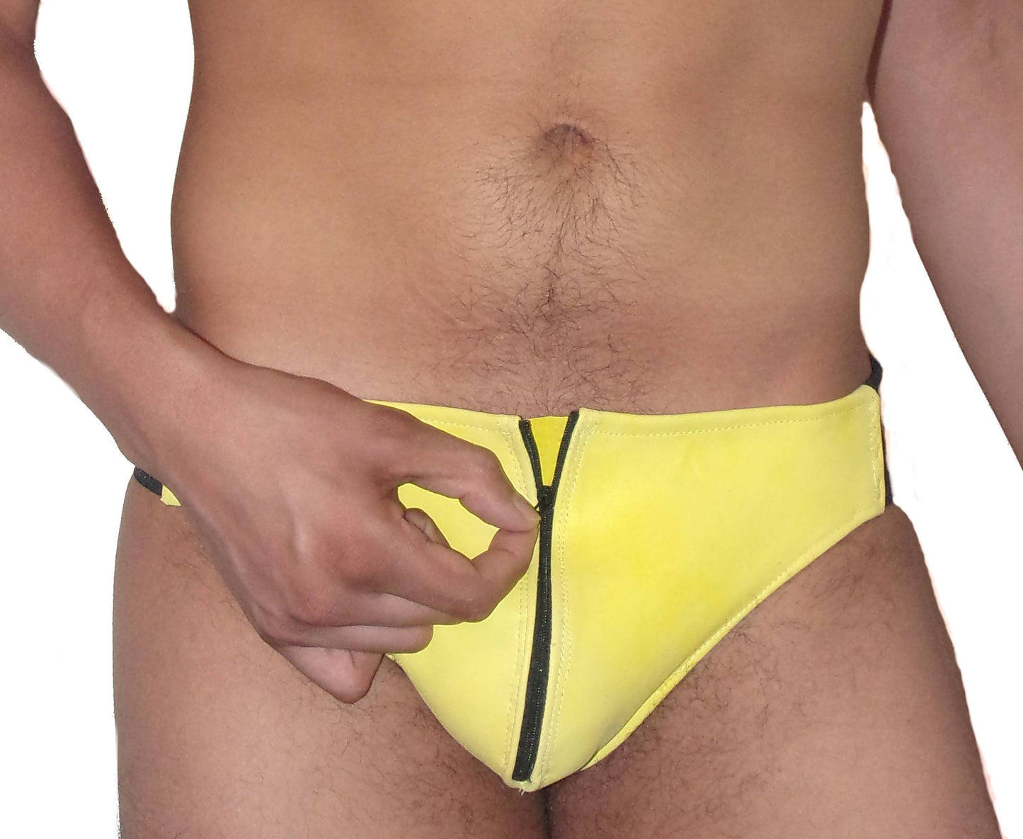 Zipper Leather Jockstrap