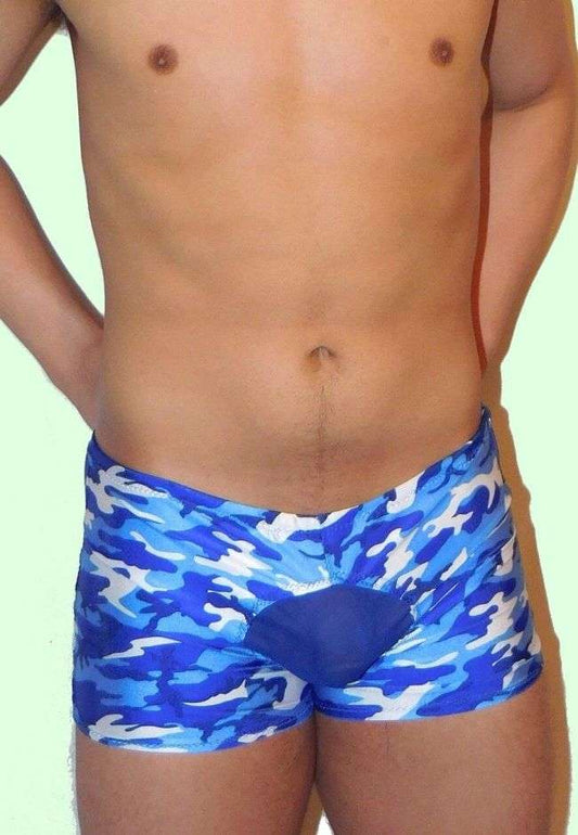 Camo and Mesh Brief Shorts