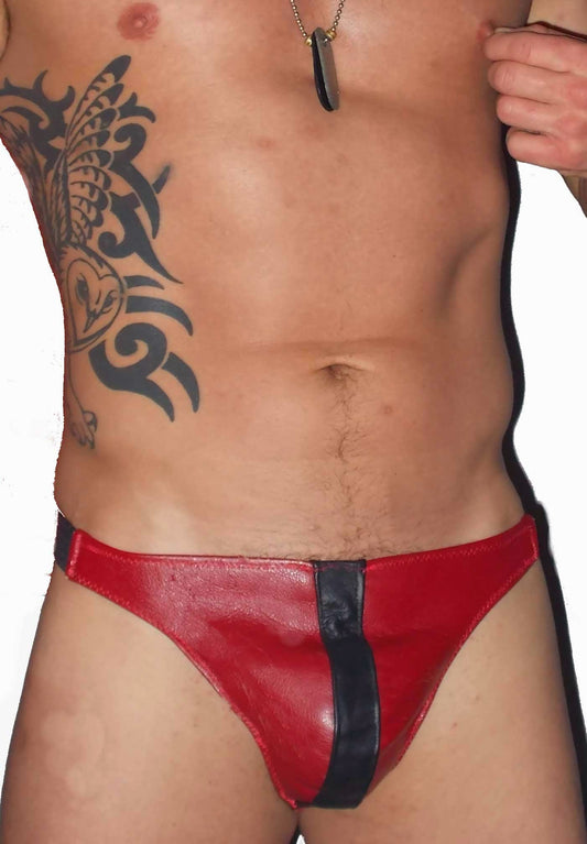 Striped Leather Thong