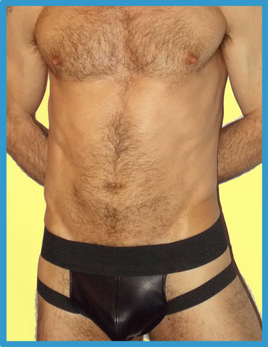 Elastic X2 Leather Pouch Jockstrap