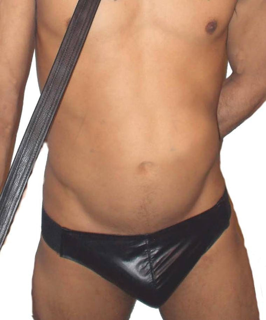 Black Stretch Leather Jockstrap