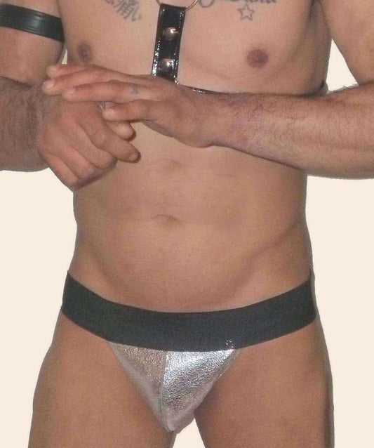 Metallic Leather Pouch Jockstrap