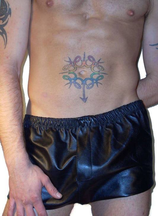 Leather Boxer Shorts with Fly