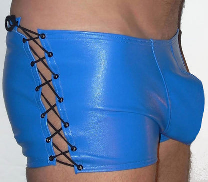 Lace Up Sides Leather Shorts