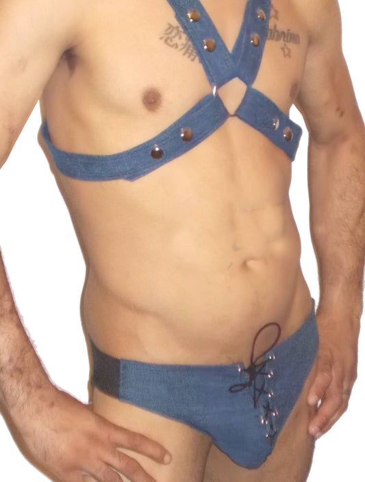 Denim Lace Up Jockstrap