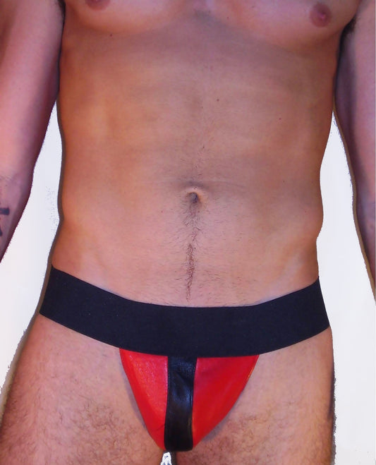 Striped Pouch Leather Jockstrap