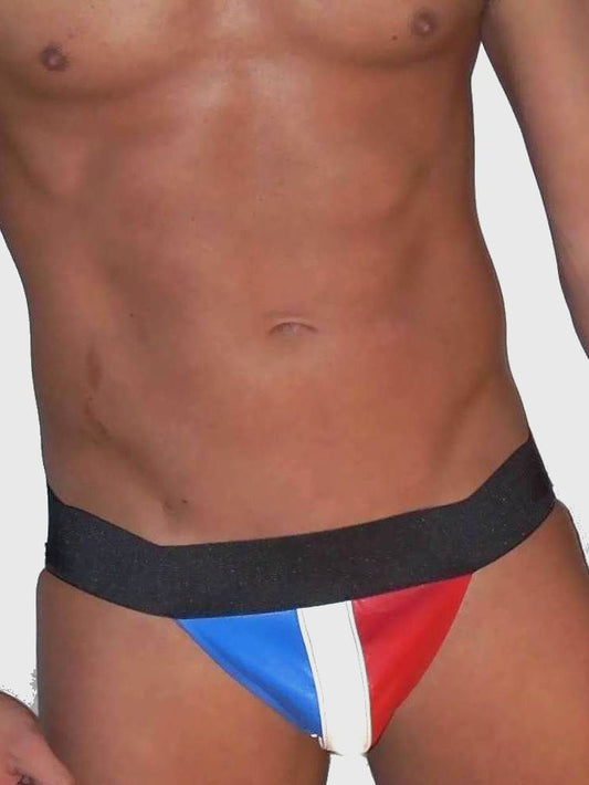 Red White & Blue Leather Pouch Jockstrap