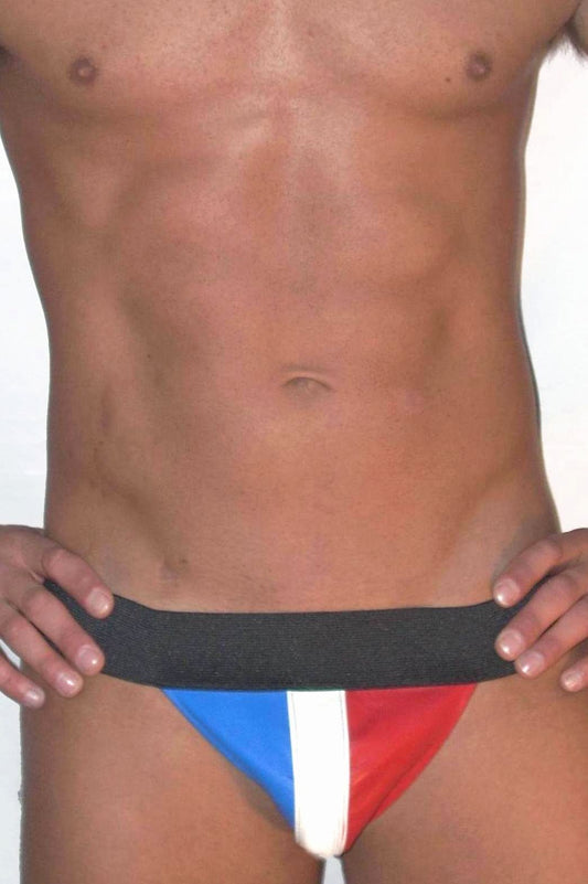 Red White & Blue Leather Pouch Jockstrap