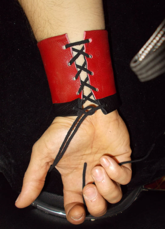 Reversible Leather Lace Up Cuff