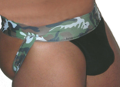 Camouflage Elastic Leather Jockstrap