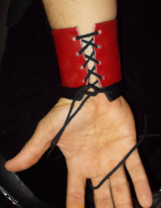 Reversible Leather Lace Up Cuff